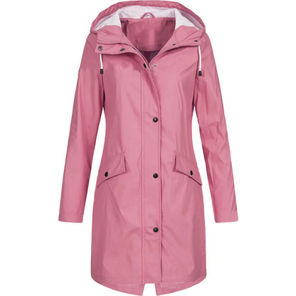 Women’s Raincoat – Tailored Fit – Water-Repellent – Hooded – Mid Thigh Length
