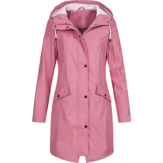 Women’s Raincoat – Tailored Fit – Water-Repellent – Hooded – Mid Thigh Length