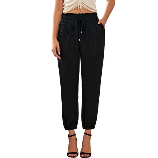 Women’s Casual Pants - Woven - Relaxed Fit - Elastic Waistband