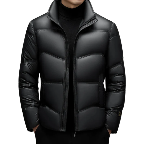 Oliver Quilted High Collar Down Jacket | Zipper Front Hip-Length Jacket