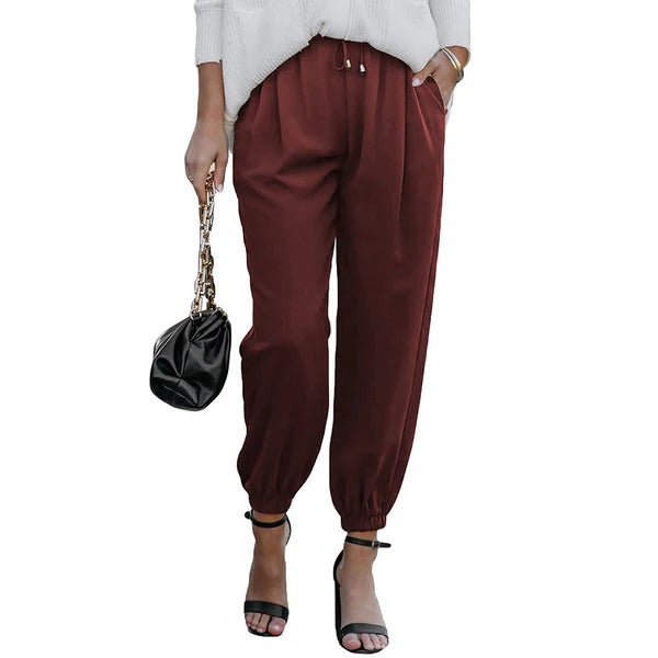 Women’s Casual Pants - Woven - Relaxed Fit - Elastic Waistband