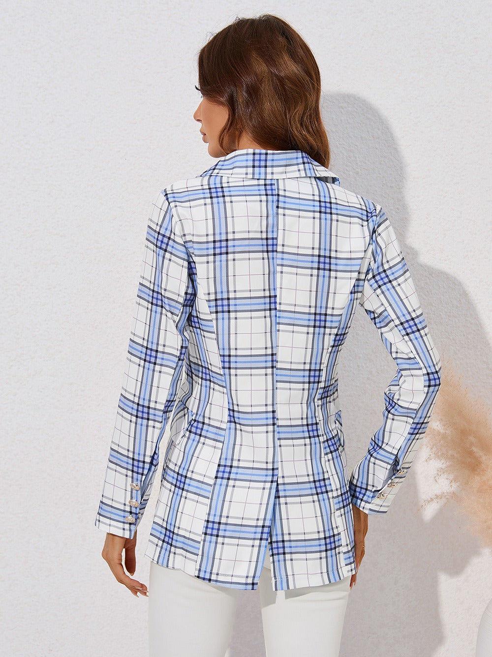 Women’s Suit Jacket – Tailored Fit – Double-Breasted – Vertical Striped – Woven Fabric
