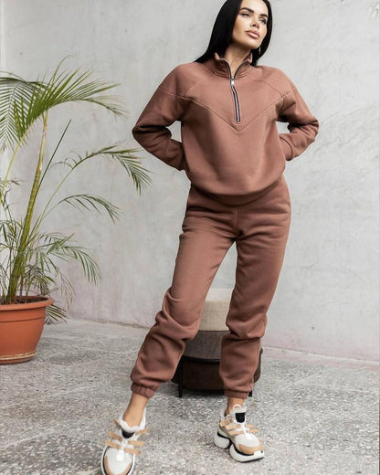 Women’s Loungewear Set – Fleece Hoodie Half Zip – Jogger Pants – Relaxed Fit