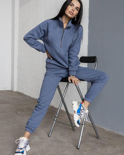 Women’s Loungewear Set – Fleece Hoodie Half Zip – Jogger Pants – Relaxed Fit