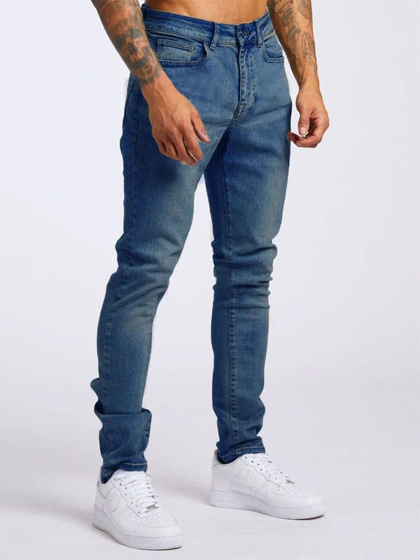 Men’s Denim Jeans – Slim Fit – Stretch Comfort – Full Length Casual Style