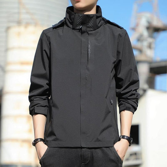 Men’s Jacket – Windproof – Regular Fit – High Collar – Adjustable Cuffs – Epaulet Detail