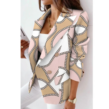 Women’s Blazer – Tailored Fit – Double-Breasted – Reversible Collar – Striped Pattern