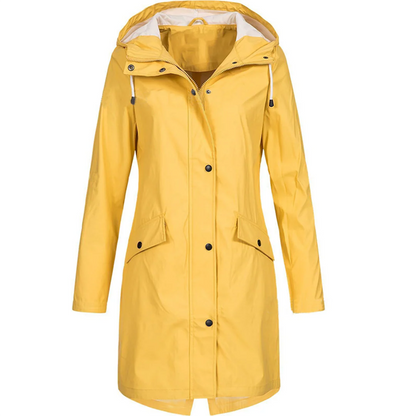 Women’s Raincoat – Tailored Fit – Water-Repellent – Hooded – Mid Thigh Length