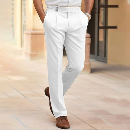 Men’s Trousers – Slim Fit – Lightweight Cotton Blend – Flat Front – Full Length Formal