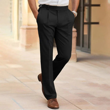 Men’s Trousers – Slim Fit – Lightweight Cotton Blend – Flat Front – Full Length Formal