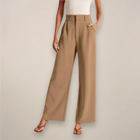 Women’s Tailored Trousers – High Waist – Wide Leg – Cotton – Office Wear