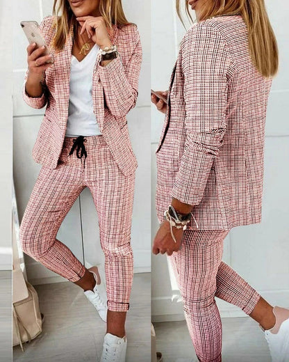 Women’s Suit Set – Tailored Blazer – Relaxed Tapered Pants – Drawstring Waist