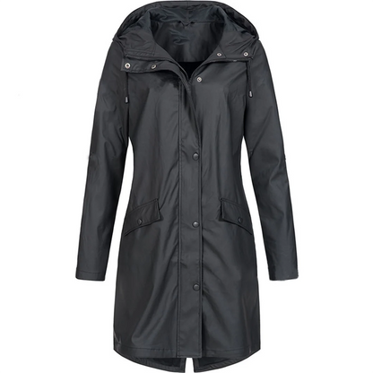 Women’s Raincoat – Tailored Fit – Water-Repellent – Hooded – Mid Thigh Length