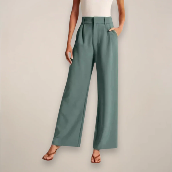 Women’s Tailored Trousers – High Waist – Wide Leg – Cotton – Office Wear