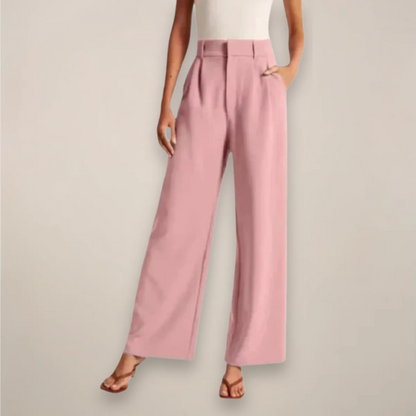 Women’s Tailored Trousers – High Waist – Wide Leg – Cotton – Office Wear