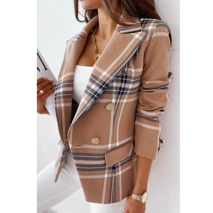 Women’s Blazer – Tailored Fit – Double-Breasted – Reversible Collar – Striped Pattern