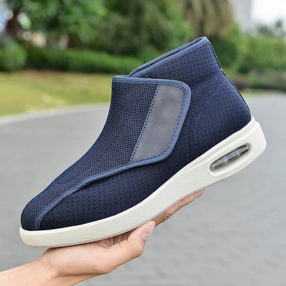 Men's Casual Ankle High Top Slip-On Casual Shoe - Knit Mesh - Air Cushion Heel