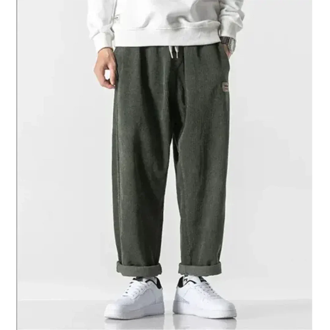 Men’s Corduroy Pants – Oversized Fit – Ribbed Texture – Casual Full Length Style