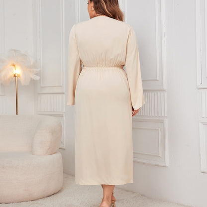 Women’s Dress – Wrap Waist – V-Neck – Asymmetric Hem – Long Sleeve