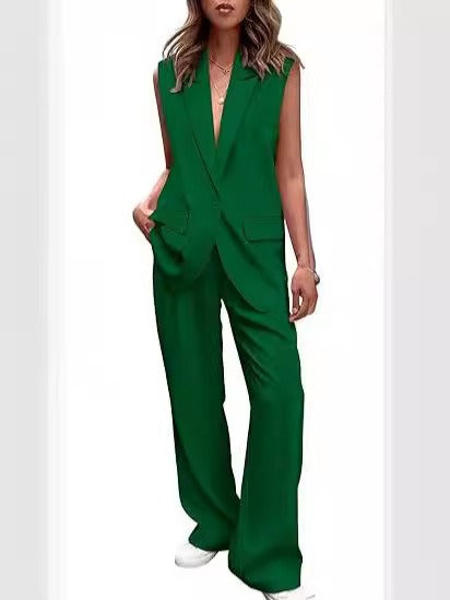 Women’s Vest Set – Tailored Fit – Sleeveless – Wide Lapel – Button Closure – Formal Wear