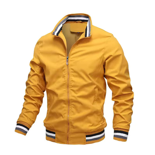 Men’s Bomber Jacket – Woven Blend – Structured Fit – Stand Collar – Ribbed Trim