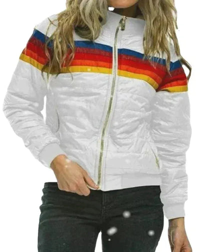 Women's Puffer Jacket - Synthetic - Slim Fit - High Collar - Zip Closure