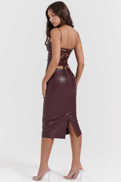Women’s Leather Dress – Slim Fit – Strapless with Spaghetti Straps – Midi Length
