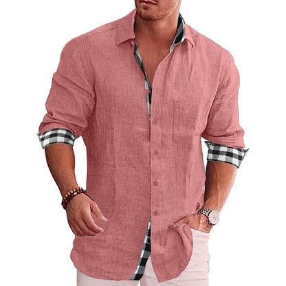 Men’s Button-Up Shirt – Tailored Fit – Long Sleeve – Cotton – Checked Detail