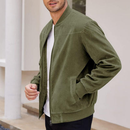 Men’s Full-Zip Jacket – Regular Fit – Soft Touch Fabric – Ribbed Hem & Cuffs – Casual Wear