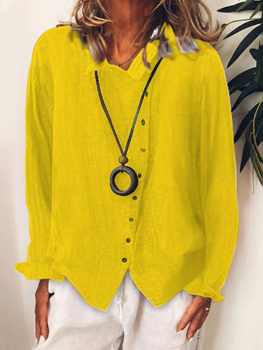 Women’s Long Shirt – Cotton Linen Blend – Oversized Fit – Button Down Casual Style