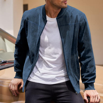 Men’s Full-Zip Jacket – Regular Fit – Soft Touch Fabric – Ribbed Hem & Cuffs – Casual Wear
