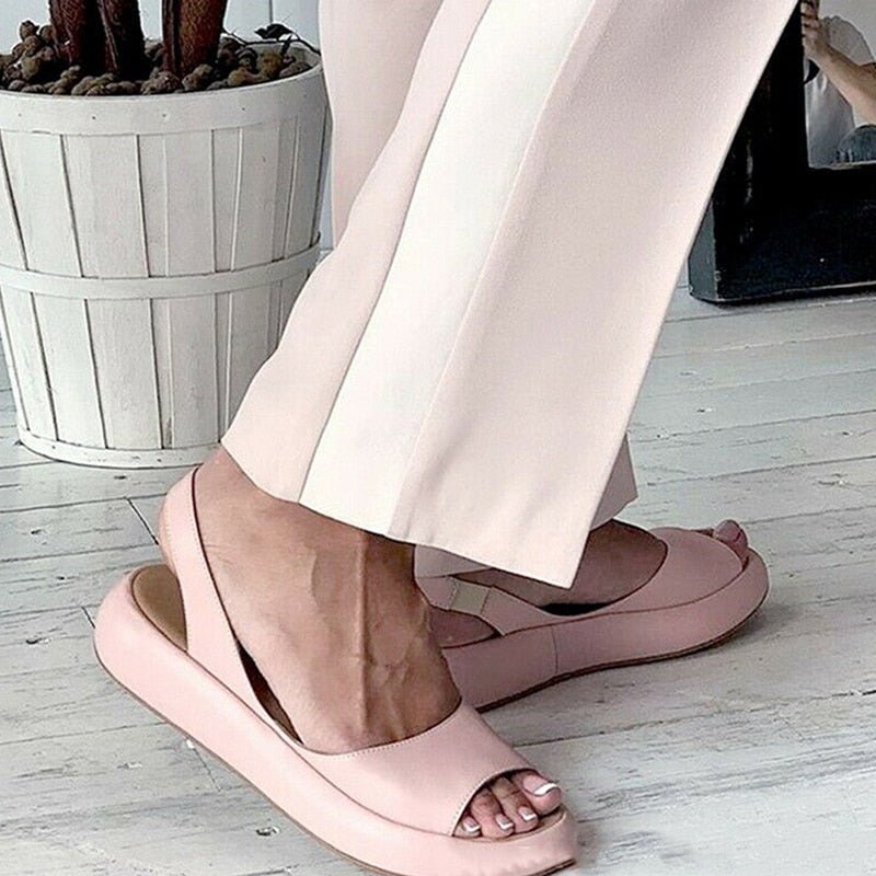 Women’s Slingback Flats – Open Toe – Platform Sole – Soft Flexible Fit – Casual Style