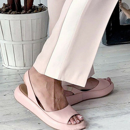 Women’s Slingback Flats – Open Toe – Platform Sole – Soft Flexible Fit – Casual Style