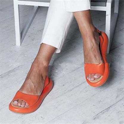 Women’s Slingback Flats – Open Toe – Platform Sole – Soft Flexible Fit – Casual Style