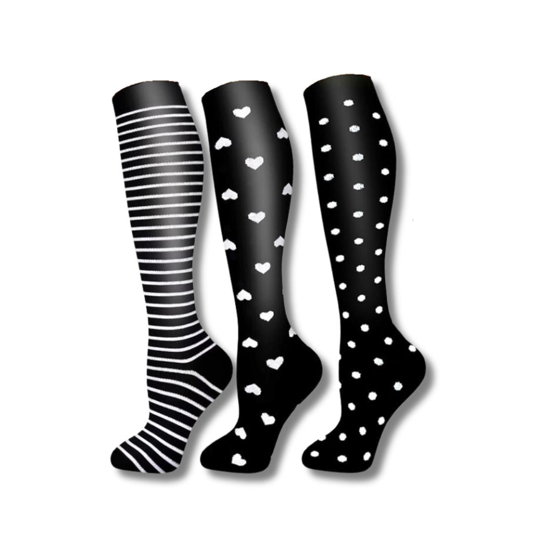 Women’s Compression Socks – Knee High – Breathable Stretch – Graduated Support – Patterned