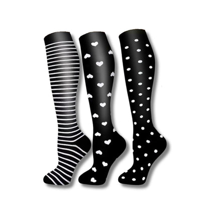 Women’s Compression Socks – Knee High – Breathable Stretch – Graduated Support – Patterned