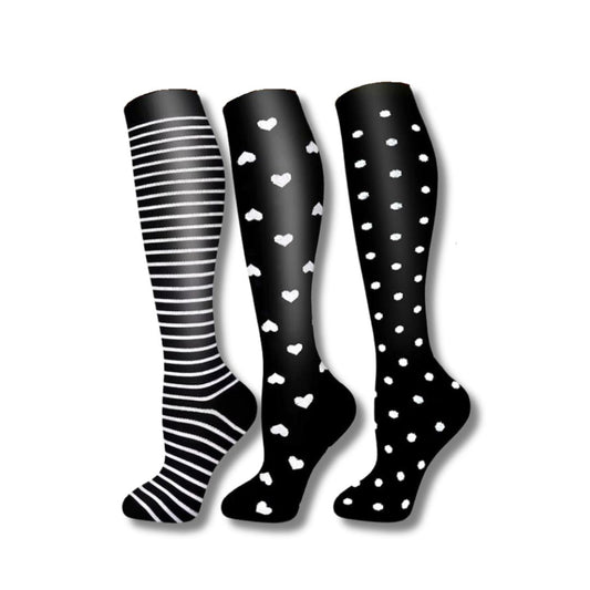 Women’s Compression Socks – Knee High – Breathable Stretch – Graduated Support – Patterned