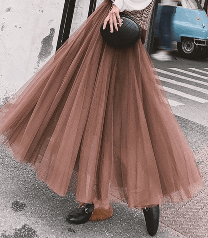 Women’s Ankle-Length Skirt – High Waist – Layered Tulle – A-Line Silhouette – Elegant Flow