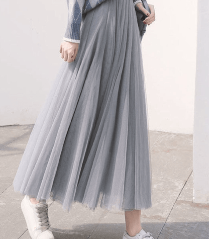 Women’s Ankle-Length Skirt – High Waist – Layered Tulle – A-Line Silhouette – Elegant Flow