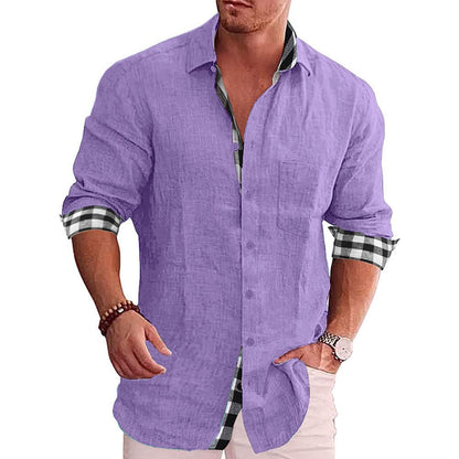 Men’s Button-Up Shirt – Tailored Fit – Long Sleeve – Cotton – Checked Detail