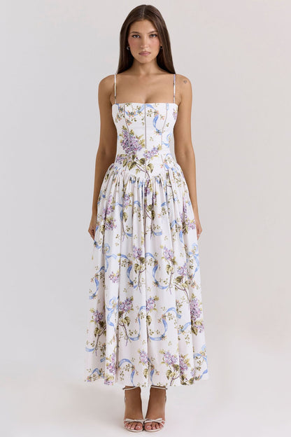 Women’s Long Dress – Satin Feel – Structured Bodice – A-Line Fit – Spaghetti Straps