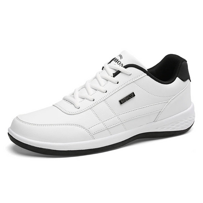 Men's Leather Sneakers - Classic Lace-Up Fit - Contrast Stripe Detail