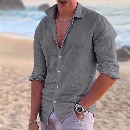 Men’s Button-Up Shirt – Relaxed Fit – Long Sleeve – Breathable Natural Fibers