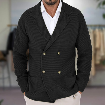 Men’s Cardigan – Wool Blend – Regular Fit – Double-Breasted – Blazer Style