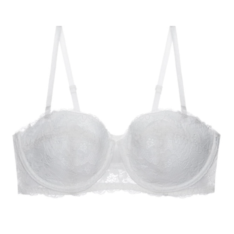 Women’s Balconette Bra – Lace Overlay – Underwired Support – Adjustable Straps