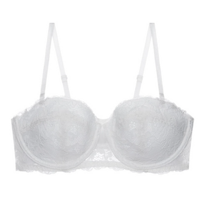 Women’s Balconette Bra – Lace Overlay – Underwired Support – Adjustable Straps