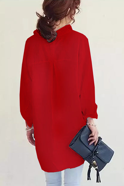 Women’s Oversized Shirt – Cotton Linen – Button-Down – Long Sleeve – Casual Fit