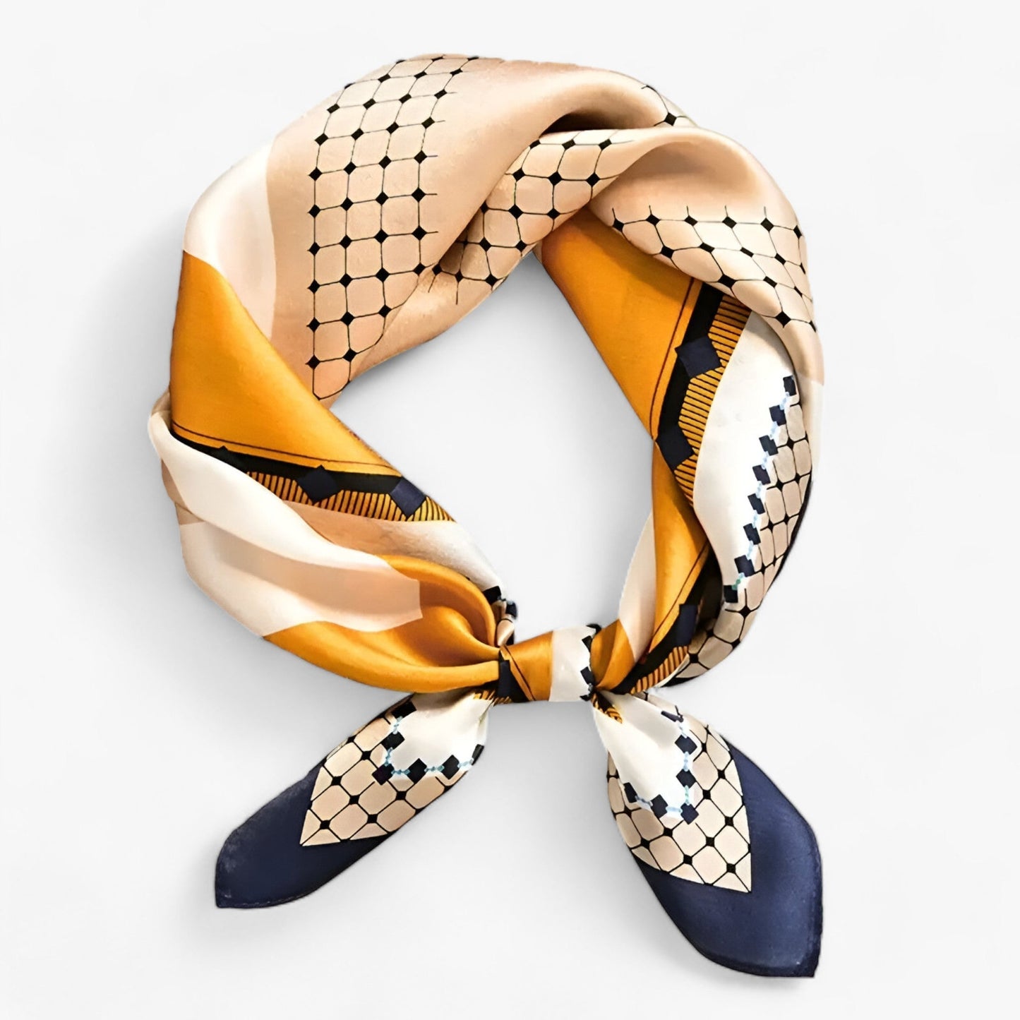 Women’s Square Scarf – Silk Feel – Lightweight – Geometric Print – Versatile Drape