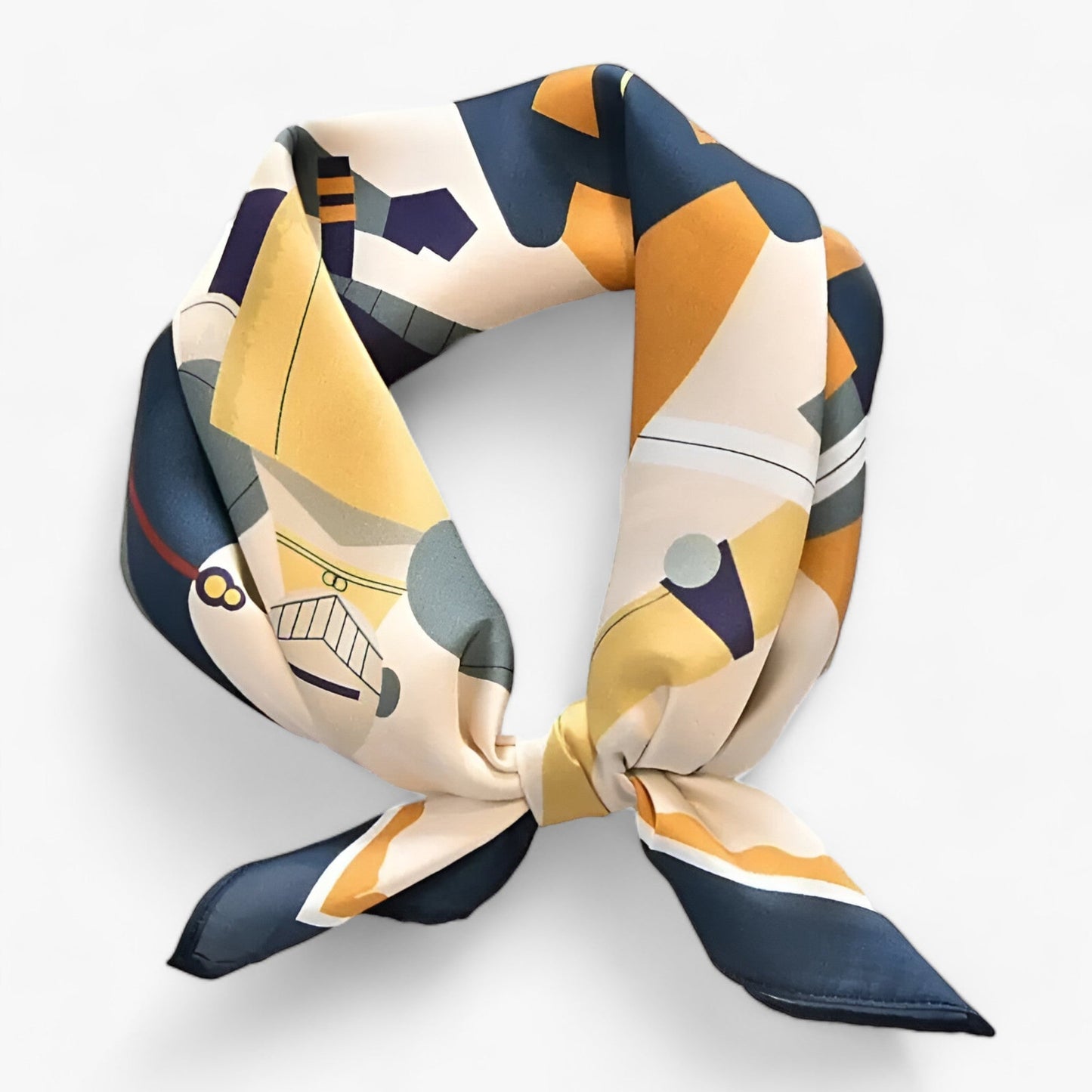 Women’s Square Scarf – Silk Feel – Lightweight – Geometric Print – Versatile Drape