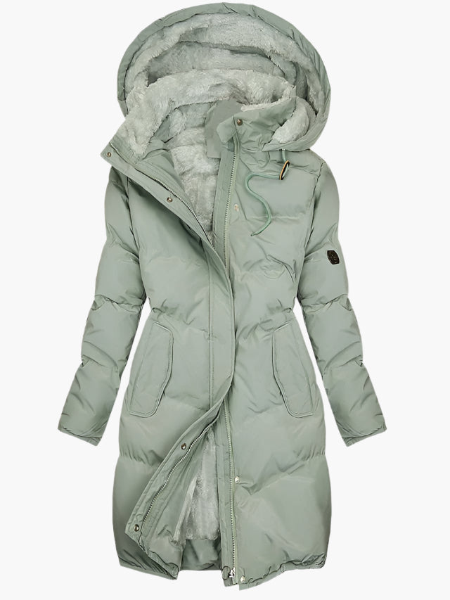 Isla Fitted Quilted Puffer Coat | Hooded Zip Front Coat